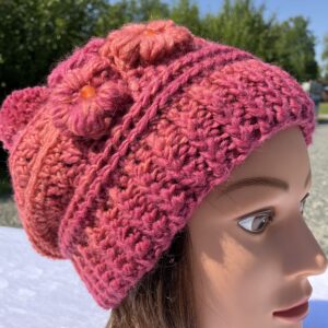 Flower Beanie Pink and Orange
