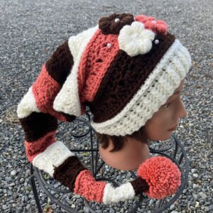 Stocking Hat Cream, Brick and Brown