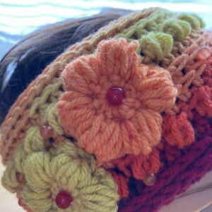 Woman’s Ear Warmer Orange Red Yellow and Purple