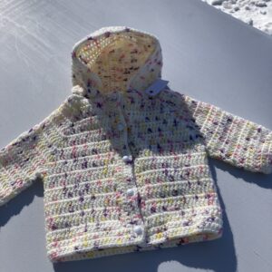 Baby Hooded Sweater White Purple Pink